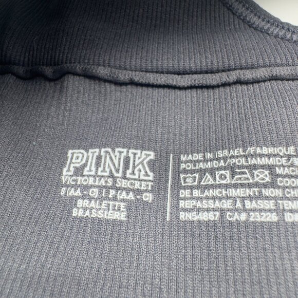 PINK Victorias Secret Size Small Strappy Gray Seamless Bralette Wirefree Stretch - Picture 5 of 5